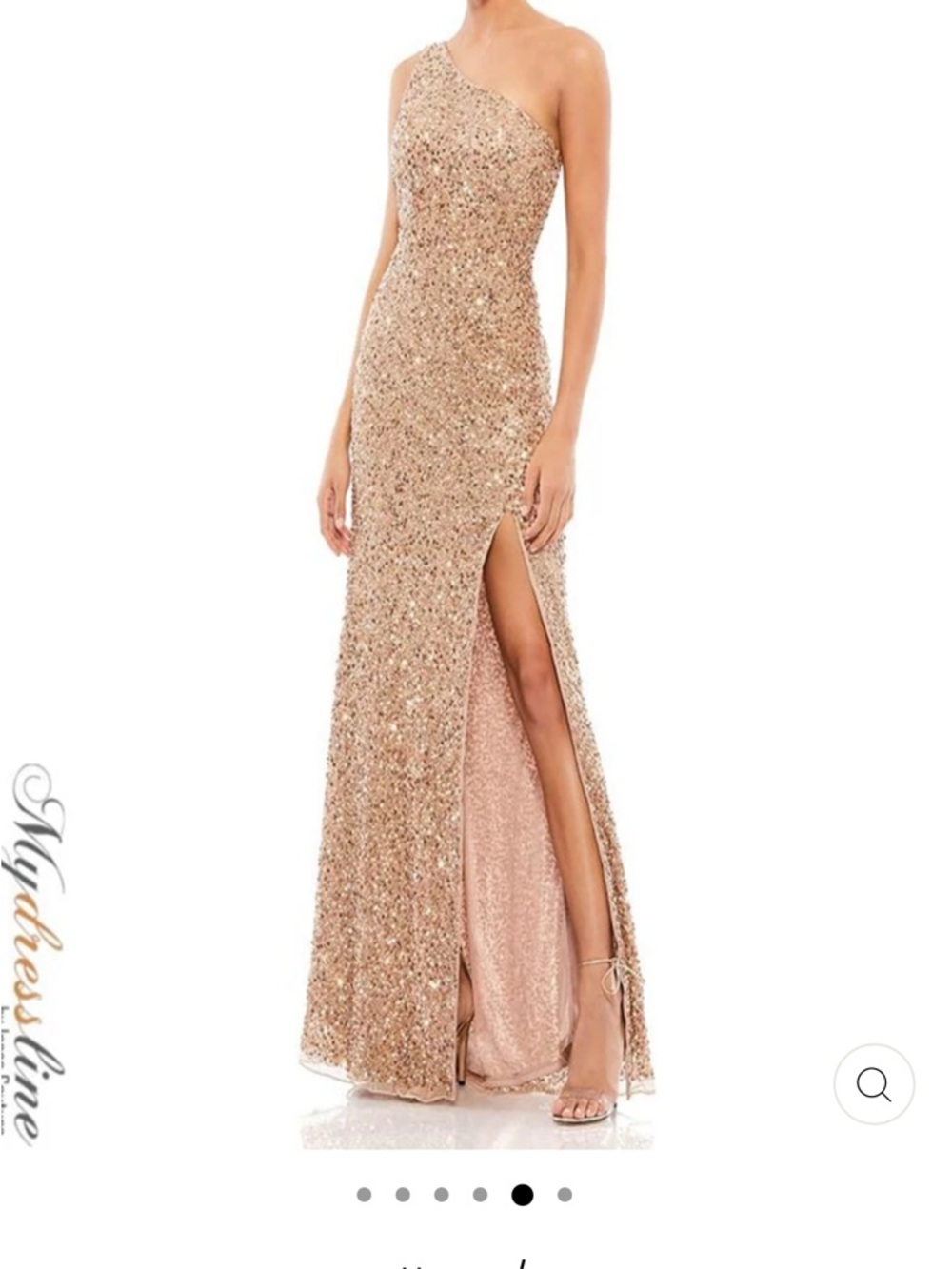 Mac Duggal Rose Gold One-Shoulder Sequin Evening Gown